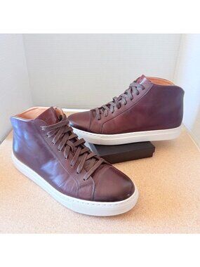 Magnanni Men's US 8 Burgundy Oxblood Leather Mid Top Sneakers 19389 Portugal
